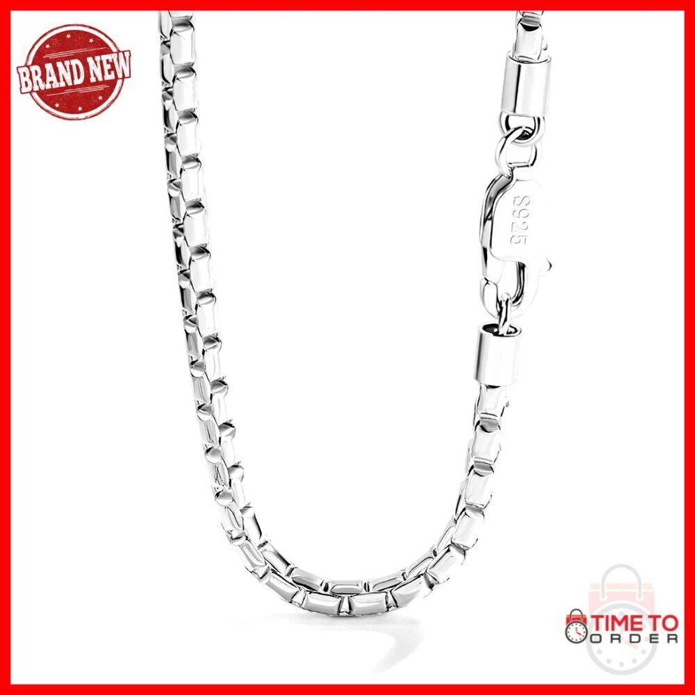 26 Inch 5MM Sterling Silver Box Chain Necklace Lobster Clasp